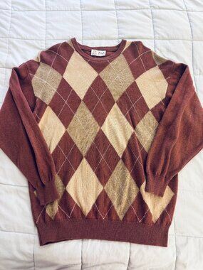 Vintage Pringle Of Scotland Argyle Sweater Mens M Wool Blend Preppy Scotland 70s